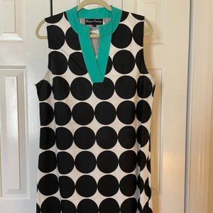 Split neck cotton geometric sleeveless dress